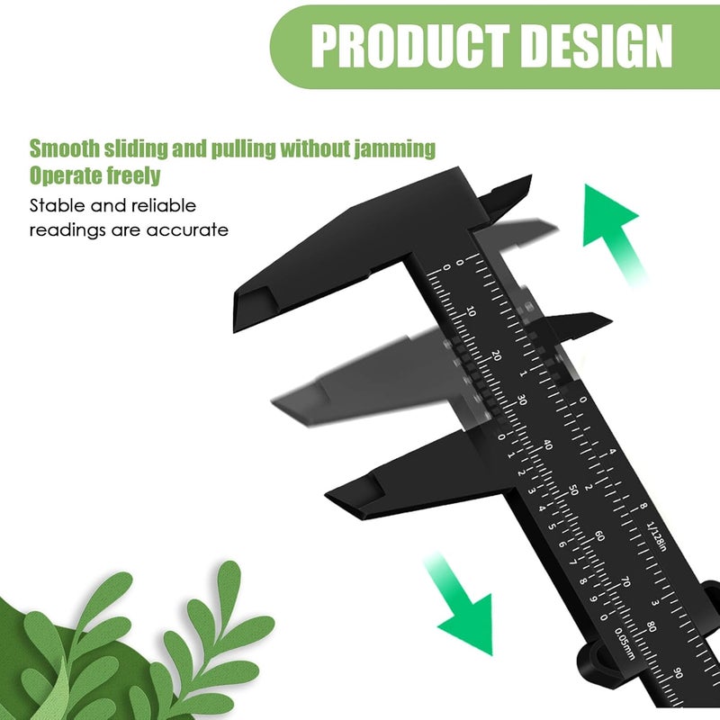 TNJPSEK 30 Pcs Plastic Vernier Caliper Measuring Tool, 150mm Mini Sliding Ruler Gauge, Disposable Caliper Set for Students DIY Crafts Office School Tattoo Eyebrow Artists (White, Black & Blue) - Image 3